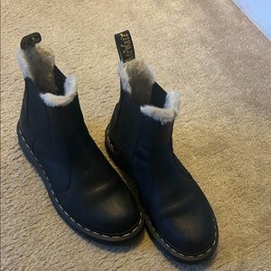 Dr. Martens Black Ankle Boots with Fur Lining